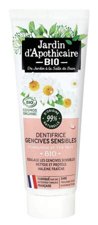Dentifrice Gencives Sensibles, Jardin d’Apothicaire Bio, 3,49 € en GMS et sur jardindapothicaire.bio