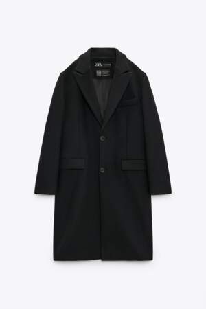 Manteau masculin en laine mélangée en édition limitée, Zara, 79,99€