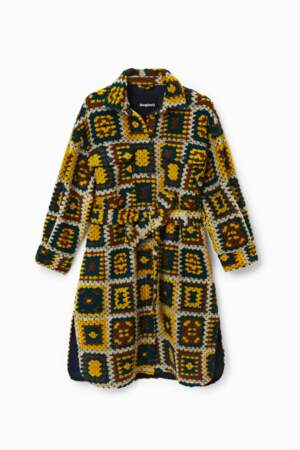 Long manteau effet crochet, Desigual, 225,95€