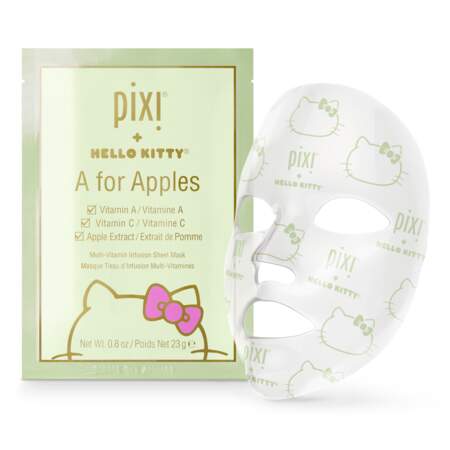 Masque tissu d’infusion multi-vitamines A For Apples, Pixi + Hello Kitty, 11,95€ sur pixibeauty.com