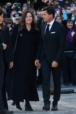 Carlos Morales Quintana et sa femme la princesse Alexia de Grèce  aux obsèques du roi Constantin II de Grèce en la cathédrale métropolitaine d’Athènes