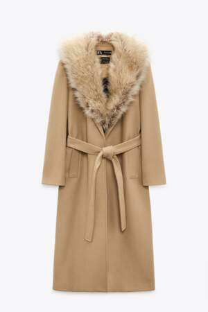 Manteau long avec laine de qualité supérieure, ZARA, 99.99€ (au lieu de 159€)