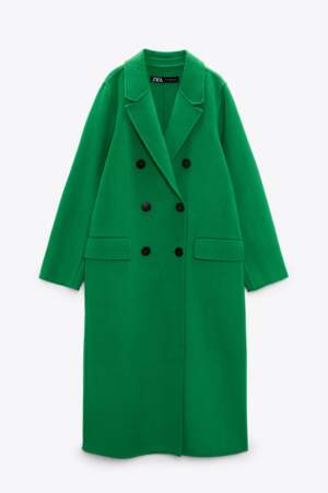 Manteau à boutonnage croisé avec laine, ZARA, 59.99€ (au lieu de 99.95€)