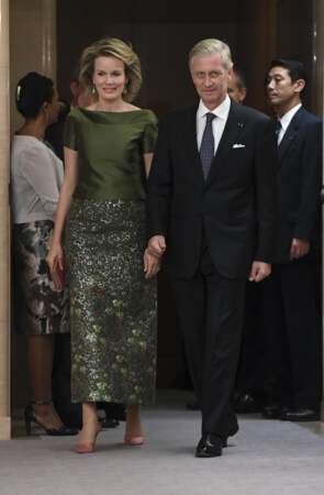 Le roi Philippe et la reine Mathilde de Belgique, au Japon, le 13 octobre 2016