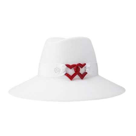 Kate, chapeau fedora en feutre blanc neige, 690€, Maison Michel