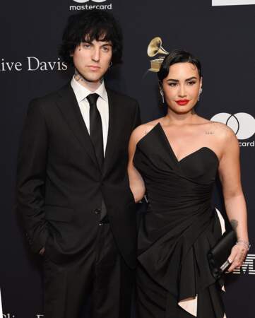 Demi Lovato et son compagnon Jordan Lutes au photocall des "Clive Davis Pre-Grammy" à Los Angeles