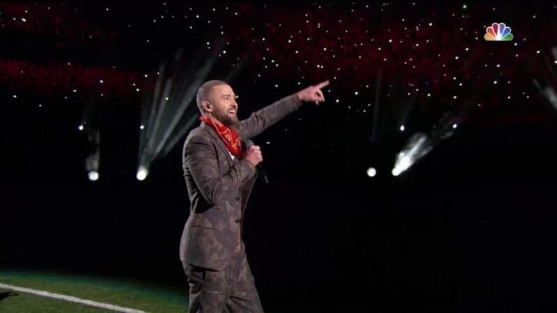 Justin Timberlake à la mi-temps du Super Bowl en 2019 (Minneapolis)