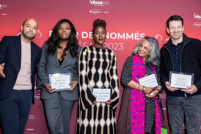 Toufik Ayadi, Guslagie Malanda, Alice Diop, Amrita David et Christophe Barral, qui étaient au Fouquet’s lundi soir, viennent défendre le film "Saint Omer" au César 2023.