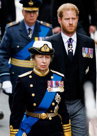 La princesse Anne aux funérailles d'Etat de la reine Elizabeth II d'Angleterre, à Londres, Royaume Uni, le 19 septembnre 2022.