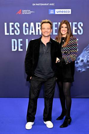 David Hallyday et sa femme Alexandra Pastor durant l'avant première mondiale du film "Les gardiennes de la planète", au Grimaldi Forum à Monaco, le 9 février 2023.