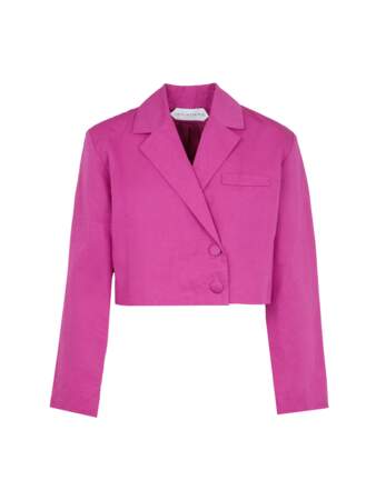 Veste blazer cropped en lin et coton fuchsia DEA, Fête Impériale, 430€
