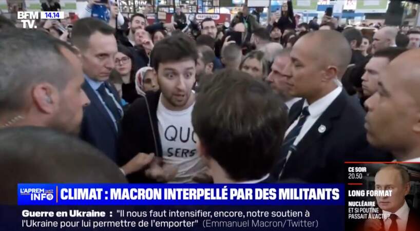 Emmanuel Macron interpellé par un militant écologiste au salon de l'Agriculture, le 25 février 2023