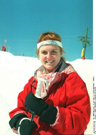 Sarah Ferguson à Verbier en Suisse, où elle possède un chalet, en 1995
