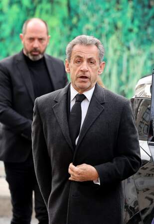 Nicolas Sarkozy lors des obsèques de Päl Sarkozy de Nagy Bocsa, en l'église Saint-Jean Baptiste à Neuilly sur Seine, le 9 mars 2023.