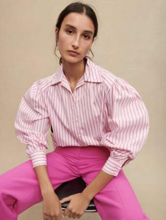 Chemise à rayures roses, Maje, 195€