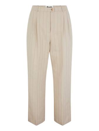 Pantalon Jeje taille haute droit et large, rayure tennis beige, Rouje, 165€