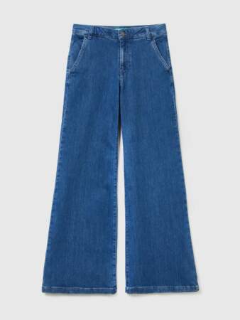 Jeans évasé en coton stretch, United Colors of Benetton, 69,95€