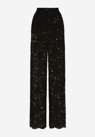 Pantalon flare en dentelle stretch à logo, Dolce & Gabbana, 1 550€
