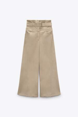 Pantalon en gabardine à ceinture, Zara, 59,95€