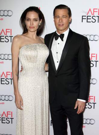 Angelina Jolie et son ex-mari lors de la Pemière de "By the Sea" à Los Angeles le 5 novembre 2015.