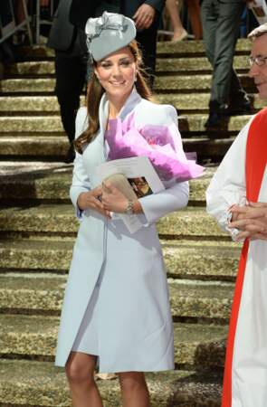 Kate Middleton arrive à la cathédrale St Andrews à Sydney pour assister à la messe de Pâques, le 20 avril 2014