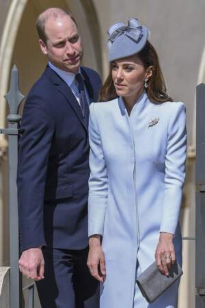 Kate Middleton arrive à la chapelle Saint-Georges de Windsor pour assister à la messe de Pâques, le 21 avril 2019
