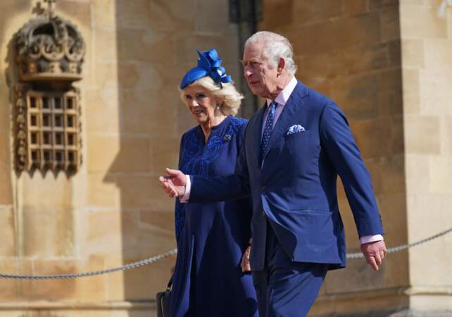 La famille royale du Royaume Uni arrive à la chapelle Saint George pour la messe de Pâques au château de Windsor