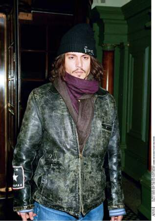 Johnny Depp et son bomber en cuir vieilli