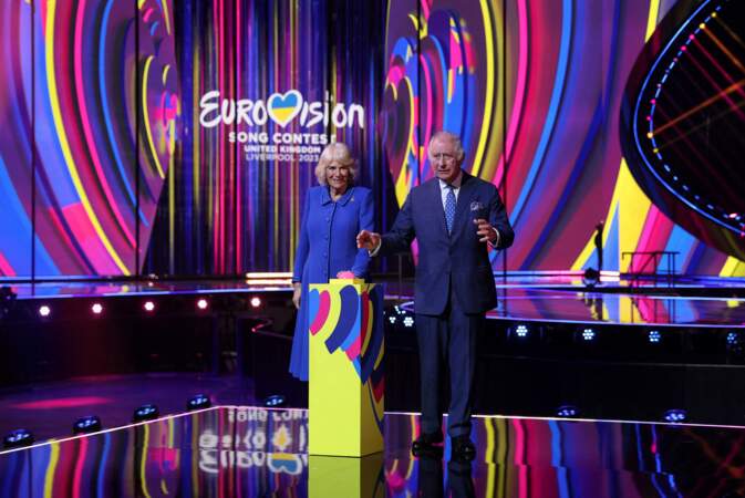 Le roi Charles III et Camilla Parker Bowles lancent les festivités de l'Eurovision, le 26 avril 2023