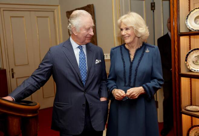 Charles III et Camilla Parker Bowles, à Clarence House à Londres, le 23 février 2023.