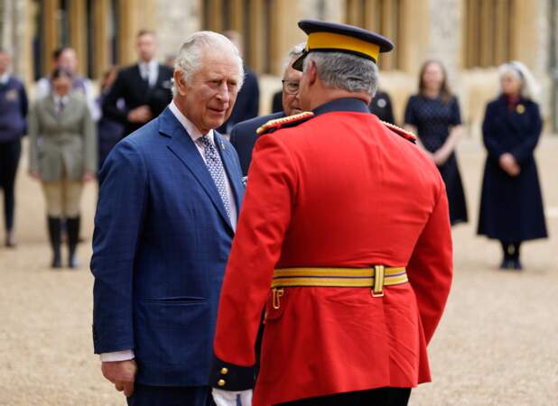 Charles III, lors d'une cérémonie au château de Windsor, le 28 avril 2023.
