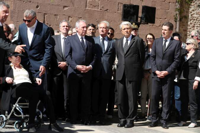 Ysabel Léotard, François Bayrou, Gérard Longuet, Alain Madelin et Charles-Ange Ginesy réunis pour rendre un dernier hommage à François Léotard, le 3 mai 2023.
