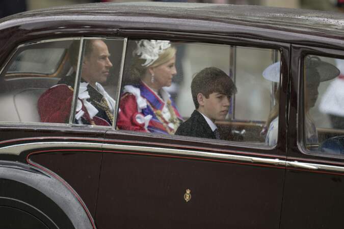 Le prince Edward arrive avec son épouse Sophie, Lady Louise Windsor et James, arrivent pour assister à la cérémonie de couronnement du roi Charles III, à Londres, le samedi 6 mai 2023.