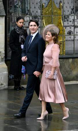 Justin Trudeau et sa femme Sophie arrivent à la cérémonie de couronnement du roi d'Angleterre à l'abbaye de Westminster de Londres