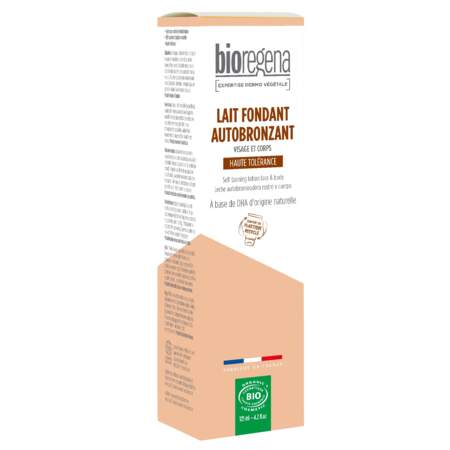 Lait Fondant Autobronzant visage et corps, Bioregena, 18,20€ les 125ml en vente sur leanatureboutique.com, magasins bio et (para)pharmacies