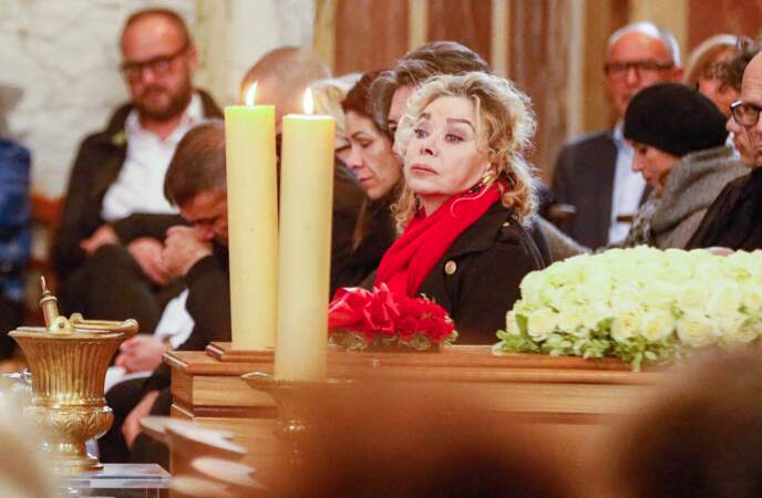 Grace de Capitani lors de la cérémonie en hommage au chef Yvan Zaplatilek, à l'église Saint-Roch à Paris le 12 mai 2023.  