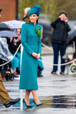 Kate Middleton et son monochrome de turquoise durant les Irish Guards Parade de la St Patrick, le 17 mars 2023