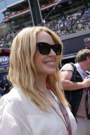 La chanteuse australienne Kylie Minogue lors du Grand Prix de Monaco le 28 mai 2023