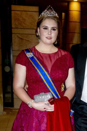 La princesse Catharina-Amalia des Pays-Bas lors de la réception et le dîner de mariage du prince Hussein de Jordanie et de Rajwa al Saif, au palais Zahran à Amman