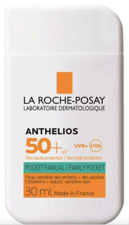 Anthelios Pocket SPF50+, La Roche-Posay, 10€ les 30ml en pharmacies, parapharmacies et sur laroche-posay.fr