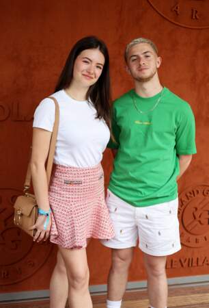 Le Youtubeur Michou et sa compagne la danseuse Elsa Bois lors de la finale dames à Roland-Garros le 10 juin 2023