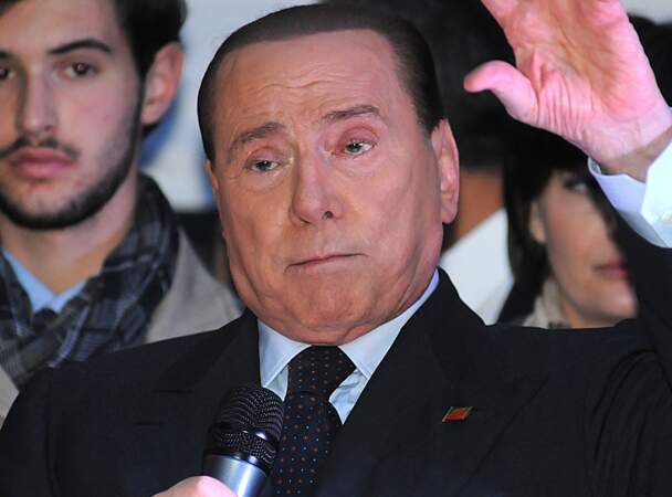 Silvio Berlusconi en plein meeting politique pour le parti italien "Forza Italia " à Milan Le 29 Novembre 2014