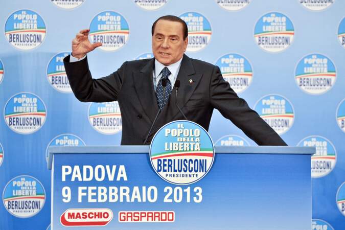 Silvio Berlusconi en visite dans une entreprise à Padoue, le 9 février 2013