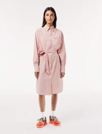 Robe chemise loose fit femme en popeline de coton, Lacoste, 210€