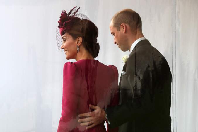 Le prince William et Catherine Kate Middleton, le jour du mariage de la princesse Eugenie d'York et Jack Brooksbank en la chapelle Saint-George au château de Windsor, le 12 octobre 2018