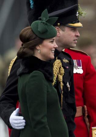Le prince William, duc de Cambridge et Catherine (Kate) Middleton, duchesse de Cambridge, enceinte lors de la parade de la Saint Patrick à Londres, le 17 mars 2018
