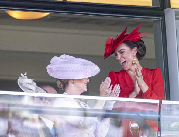 La duchesse Sophie d'Edimbourg et Catherine (Kate) Middleton, princesse de Galles au meeting hippique Royal Ascot à Ascot, le 23 juin 2023.