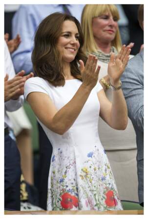 Kate Middleton et sa robe à fleurs lors de la finale de Wimbledon, le 6 juillet 2017