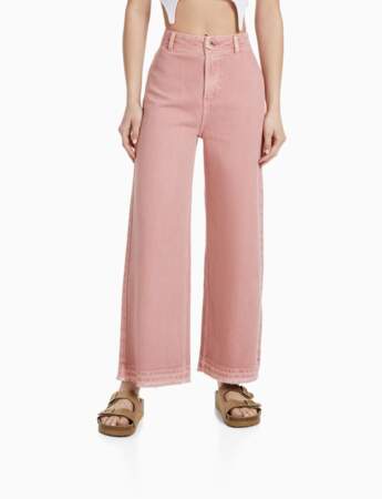 Pantalon rose en coton, Bershka, 16€ au lieu de 23€