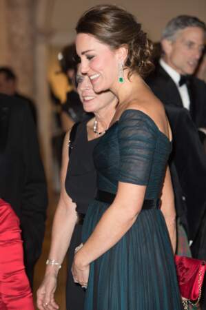 Le chignon tressé de Kate Middleton, sa coiffure signature,   à la cérémonie du 600ᵉ anniversaire de l'Université St.Andrews au Metropolitan Museum of Art à New York. Le 9 décembre 2014 